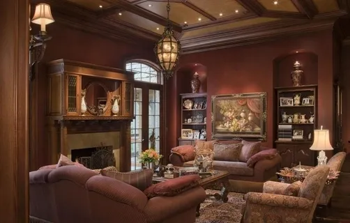 棕色古典怀旧起居室室内摄影 棕色古典怀旧起居室室内摄影