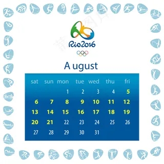 2016里约奥运会日历设计矢量图