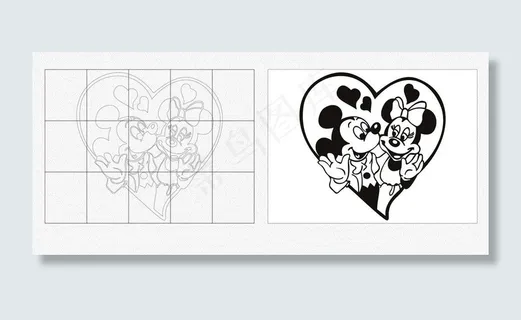 米奇米莉墙面刻绘图片