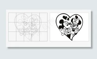 米奇米莉墙面刻绘图片