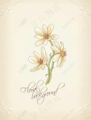 春天开花的花卉背景矢量插画