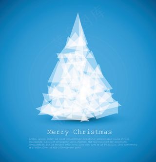 抽象圣诞树蓝色背景矢量素材