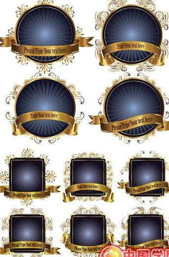 10款金边花纹销售吊牌矢量素材