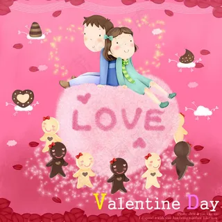 可爱卡通情人节PSD素材