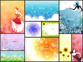 节- 3女性花纹矢量素材