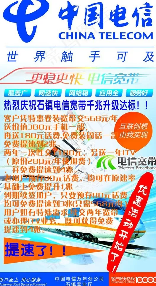 中国电信海报图片psd模版下载