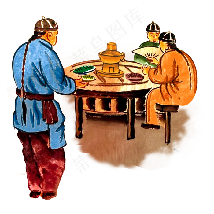 复古人物火锅素材图片
