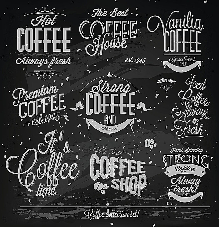 coffee艺术字设计矢量素材eps,ai矢量模版下载