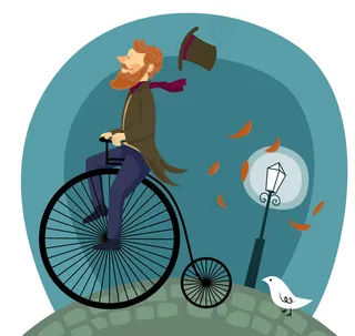 水彩绘卡通自行车单车情侣郊外骑单车...