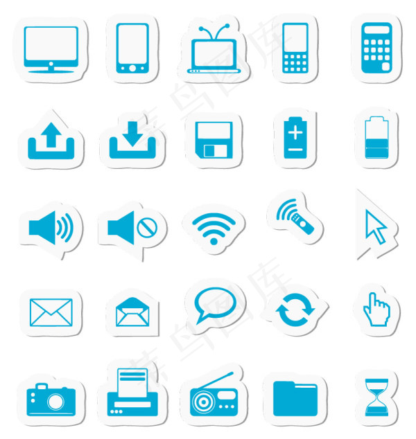 剪纸单色图标矢量图