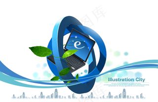 电脑科技商务概念PSD分层素材