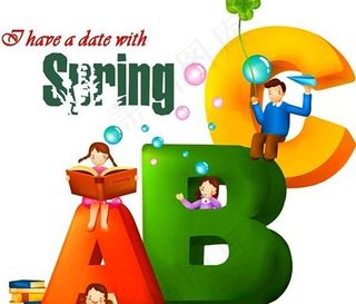 孩子们的学习主题卡通插画矢量素材