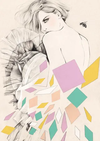 五彩露背女装设计图