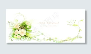 绿色花腾玫瑰花纹样PSD分层