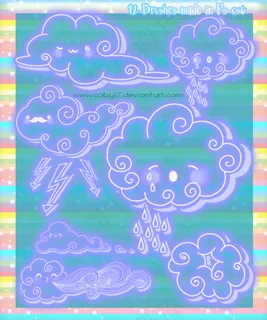 可爱卡通手绘涂鸦云朵、乌云、白云p...