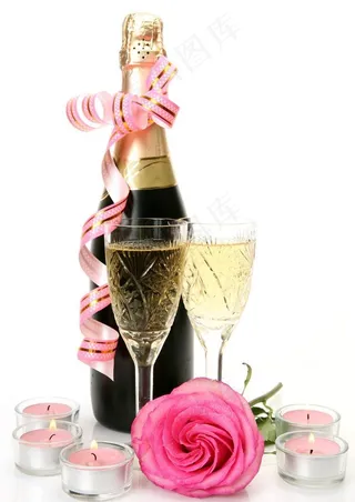 玫瑰香槟美酒图片