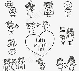 手绘母亲节人物