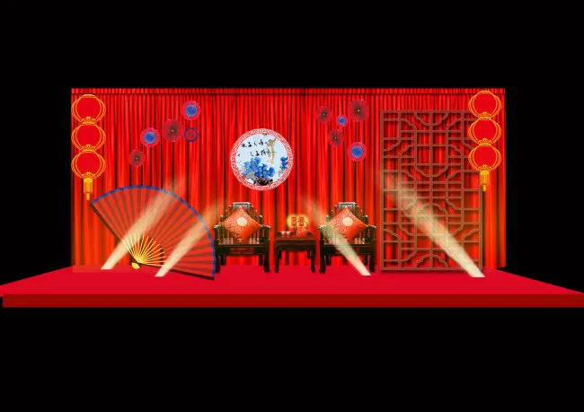 大红色背景婚礼布置 迎宾区布置效果(5315X3757(DPI:300))psd模版下载