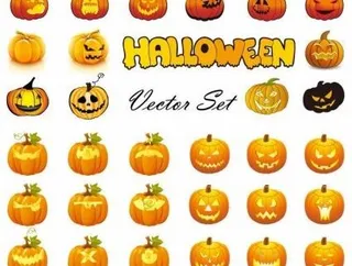 万圣节南瓜混合巨型向量集