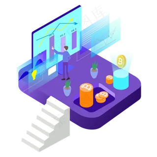 2.5D比特币金融卡通素材,免抠元素 2.5D比特币金融卡通素材,免抠元素