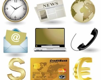 商务网站金图标集ai矢量模版下载