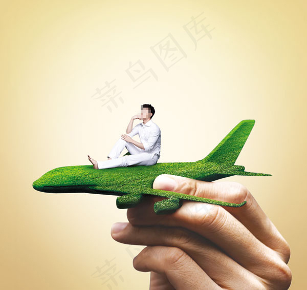创意绿色飞机免费下载psd模版下载
