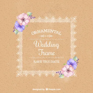 手绘优雅的婚纱与水彩画