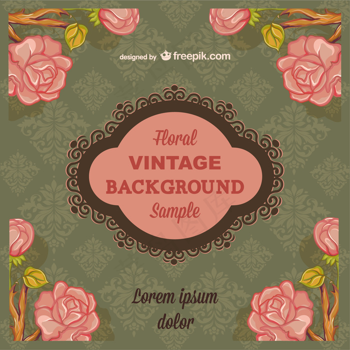 花的复古背景与文本