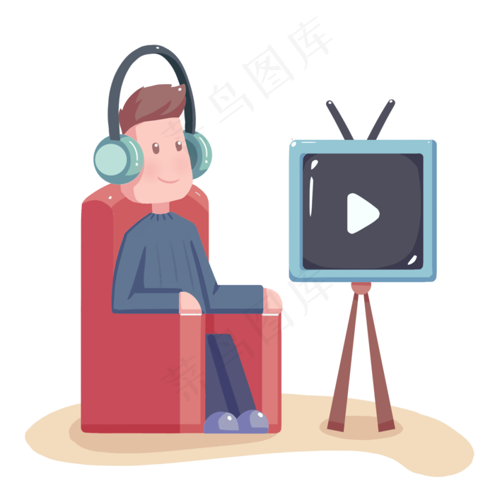 坐沙发看视频人物简约卡通免扣P坐沙发看视频人物简约卡通免扣P