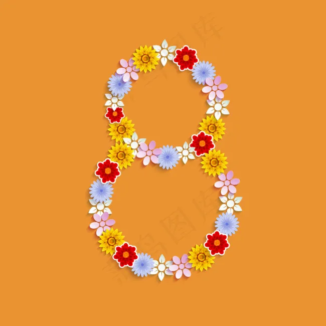 花朵组成的8节日背景eps,ai矢量模版下载