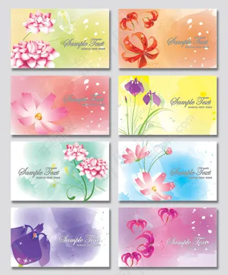 梦幻鲜花名片卡片设计PSD分层模板