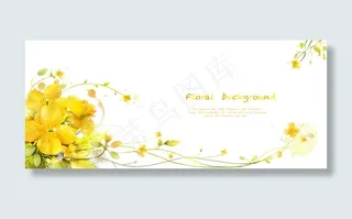 黄花植物藤蔓装饰背景PSD素材