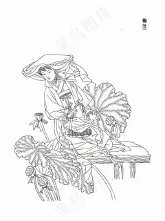 古代仕女白描图片 古代仕女白描图片