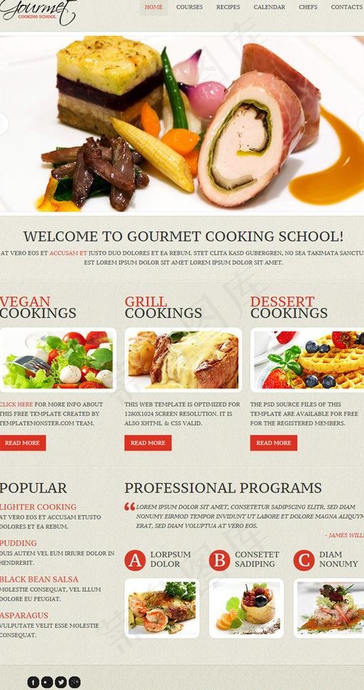 美食厨艺网站模板图片