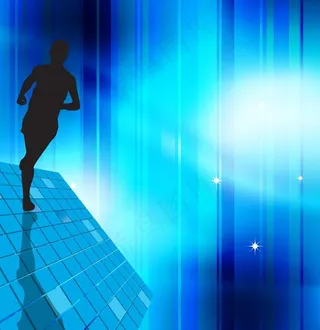 动感线条格子跑步人物剪影图片