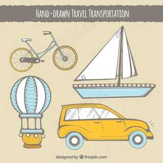 手绘旅游交通