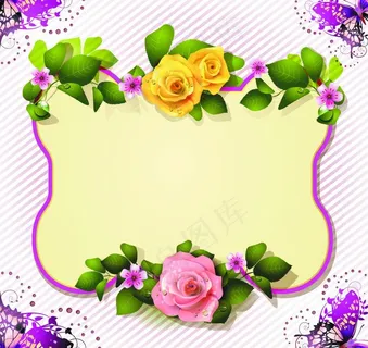 玫瑰边框 爱情卡片背景图片