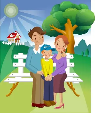 休闲的三口之家