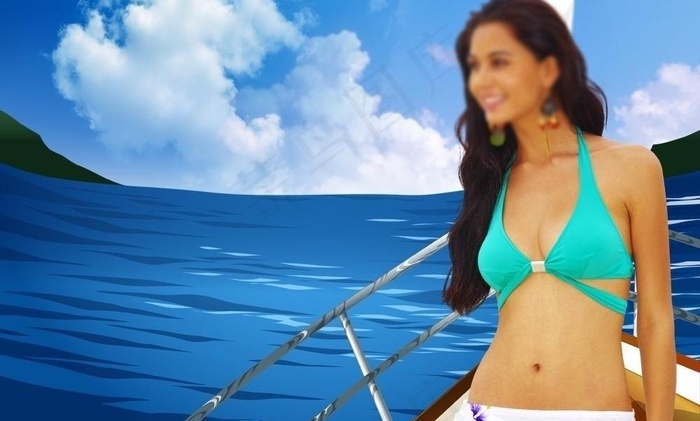 夏日大海比基尼美女图片