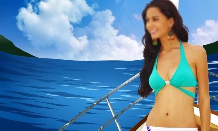 夏日大海比基尼美女图片