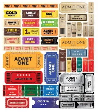 欧洲和美国的电影票矢量素材