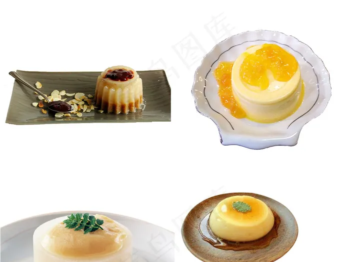 下午茶美食双皮奶布丁png图片psd模版下载