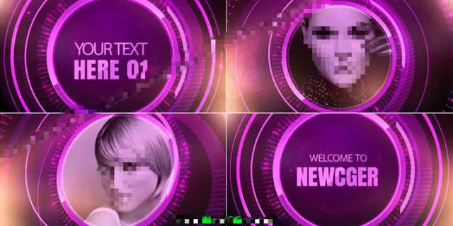 魅力闪耀的紫色圆环AE展示模板