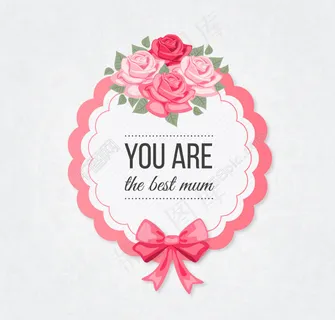 母亲节玫瑰花祝福卡矢量图