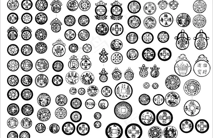 古代铜钱图片cdr矢量模版下载