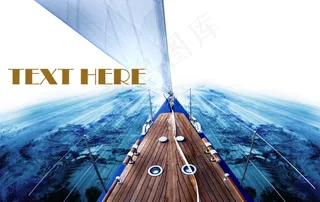 浪漫蓝海帆船钓鱼用具展示背景
