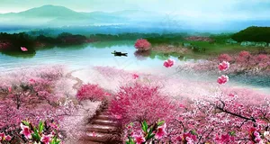 桃花飞舞
