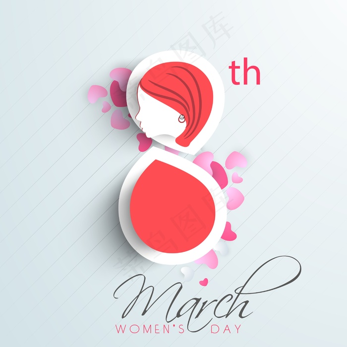 三八妇女节贺卡或海报与时尚的文本第...