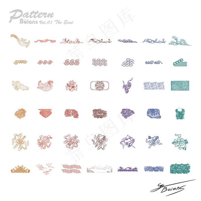 中国风系列祥云水纹花纹