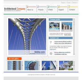 蓝色建筑网站psd模板